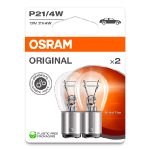 Halogēna spuldzes (2x) P21/4W, 21/4W, 12V, ORIGINAL - METAL BASE sērija / 4062172396226 / 21-315 :: OSRAM ORIGINAL